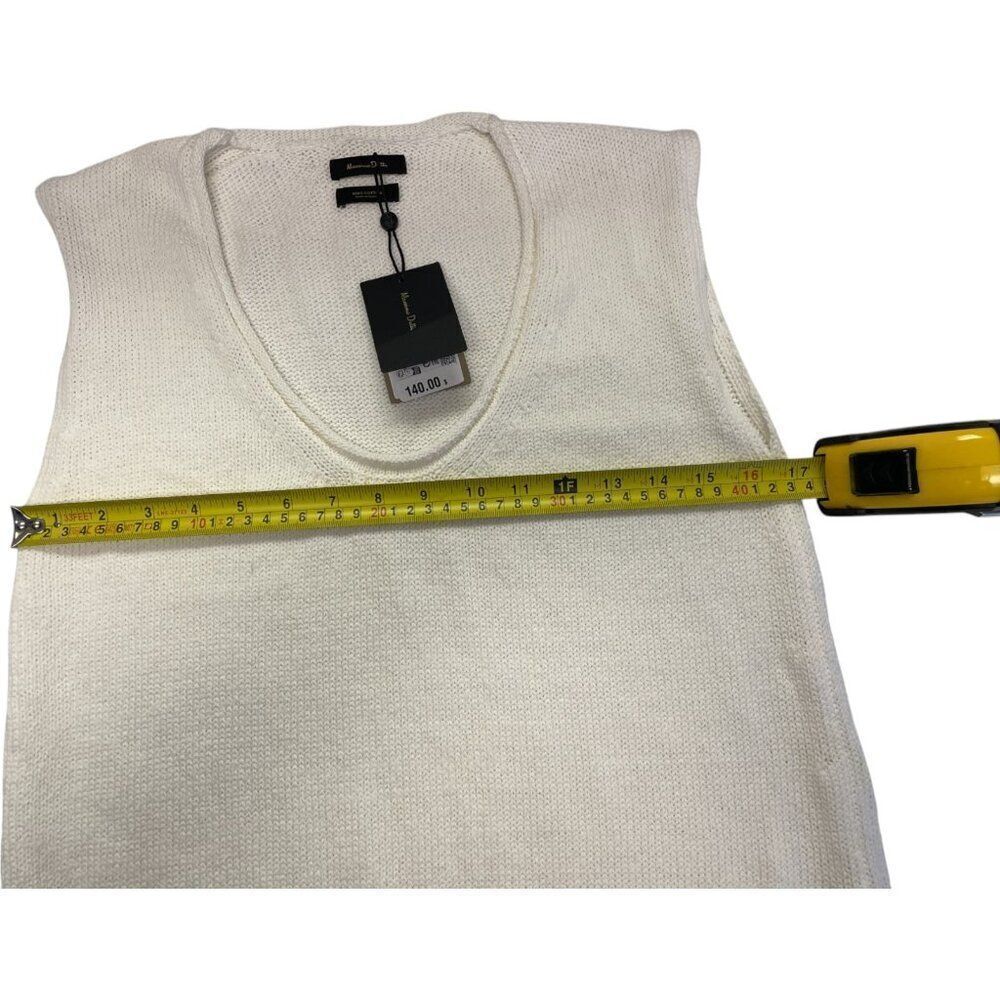 Massimo Dutti Women Midi Dress XS Cream V Neck Knit Slit Cotton 6600/530 NWT - Picture 8 of 10